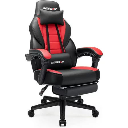 Bossin Gaming Chairs with Footrest,2022 Leather&nbsp;Game Chair for Adults,Big and Tall Gamer Chair with Headrest and Lumbar Support