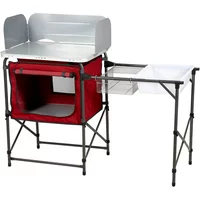 Ozark Trail Deluxe Camp Kitchen with Storage and Sink Table, Red